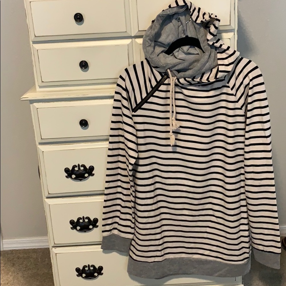 Striped Double hood sweatshirt